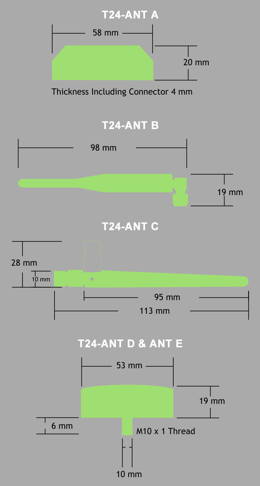 T24-Antenna Dimensions